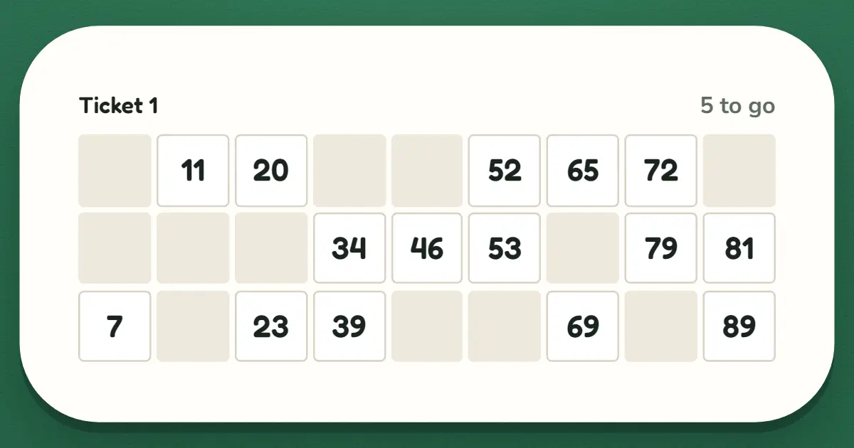 Tablero de 90-Ball Bingo