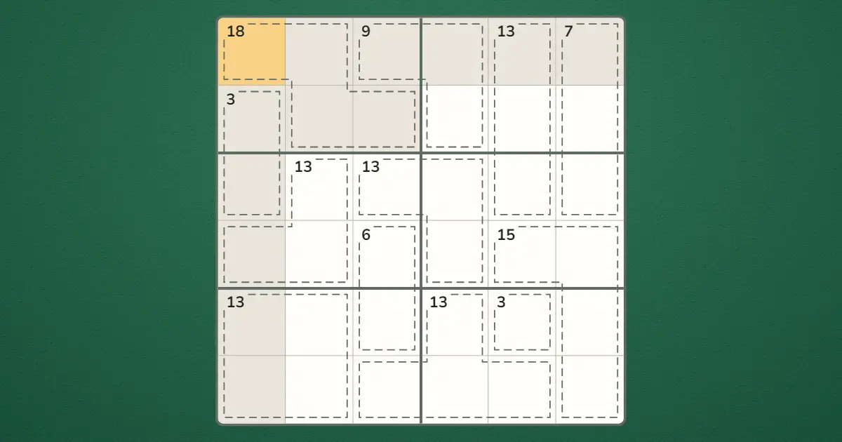 Tablero de 6x6 Killer Sudoku