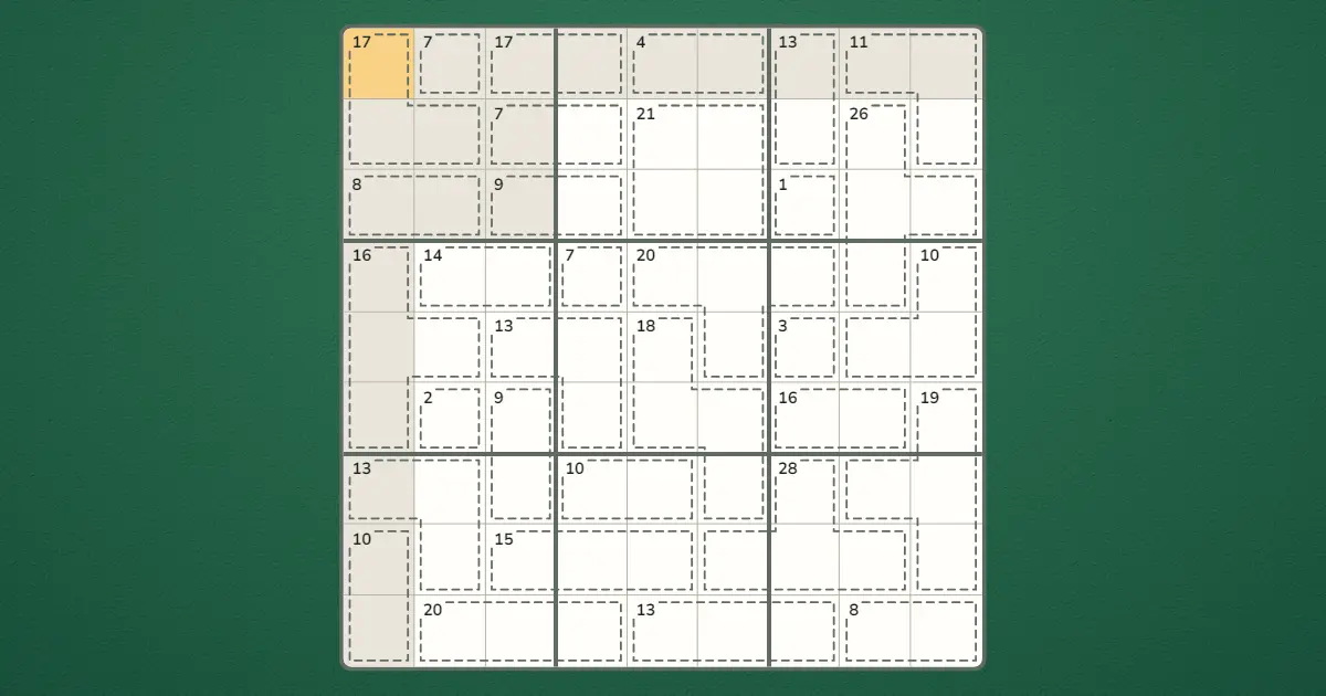 Tablero de Killer Sudoku